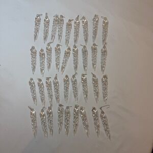 Vintage Clear Acrylic Icicle Christmas Ornaments Twisted Plastic Set of 32 4.5in